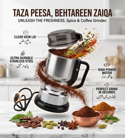 Electric Coffee Grinder – Stainless Steel Powerful Bean & Spice Grinder