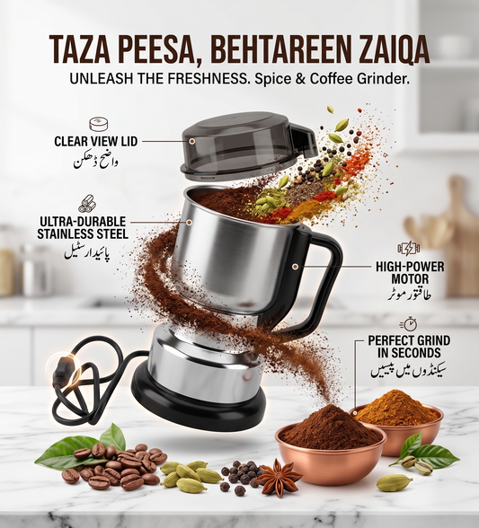 Electric Coffee Grinder – Stainless Steel Powerful Bean & Spice Grinder