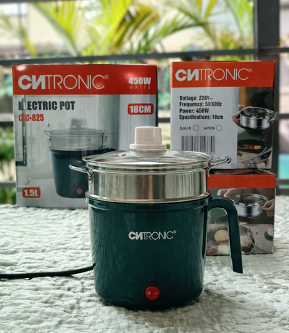 CNtronic Electric Cooking Pot 1.5L (CIC-825) – 450W Multi-Function Hot Pot with Steamer | 18cm