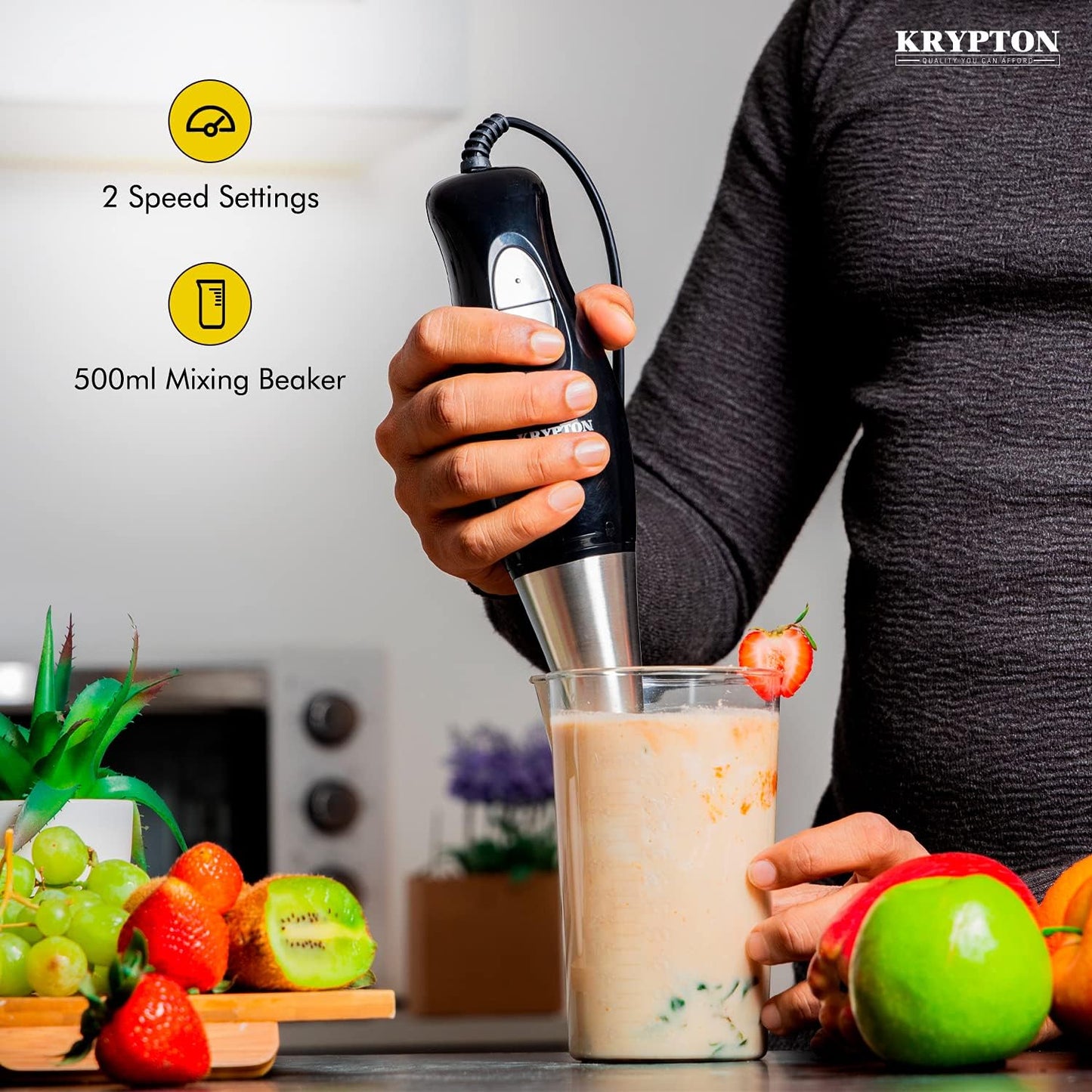 High-Speed Hand Blender – Stainless Steel Blade Mixer